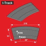Hacker-Model HCT9738DB - Gleisbettungselemente, 2-gleisig, Radius: 353/396 mm, 30° (12 Stück)